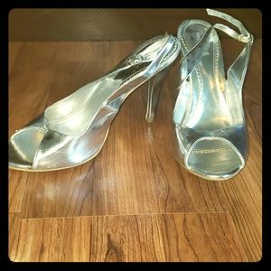 Silver Open Toe Heels